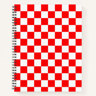 Carnet Motif chèque À damiers blanc rouge