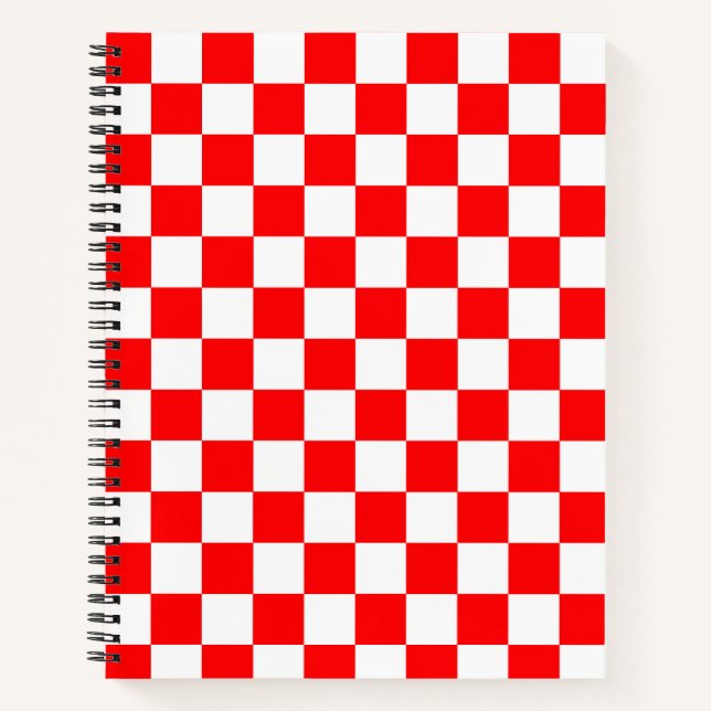 Carnet Motif chèque À damiers blanc rouge (Devant)