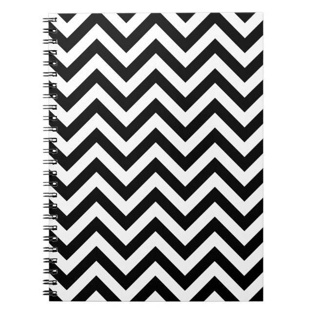 Carnet Motif Chevron blanc noir simple (Devant)