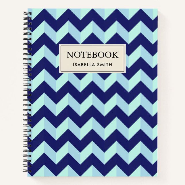 Carnet Motif Chevron Bleu (Devant)