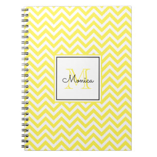 Carnet Motif Chevron Jaune moderne avec Monogramme