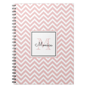 Carnet Motif Chevron rose Fille avec Monogramme