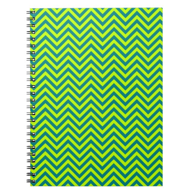 Carnet Motif Chevron turquoise et Lime Green (Devant)