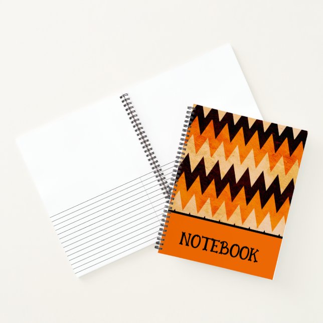 Carnet Motif chevron zigzag Halloween – Orange et noir (Intérieur)