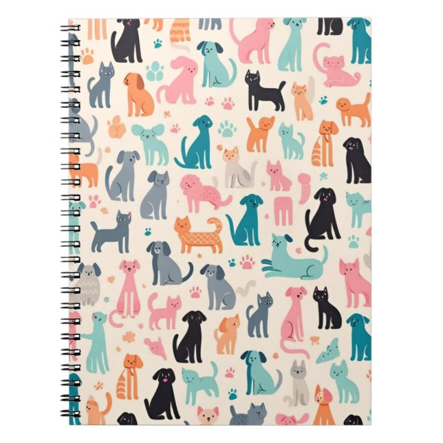 Carnet Motif chien et chat sans couture (Devant)