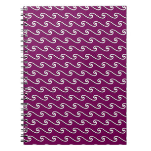 Carnet Motif chinois à vagues - blanc sur aubergine viole