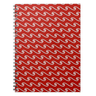 Carnet Motif chinois - blanc sur rouge profond