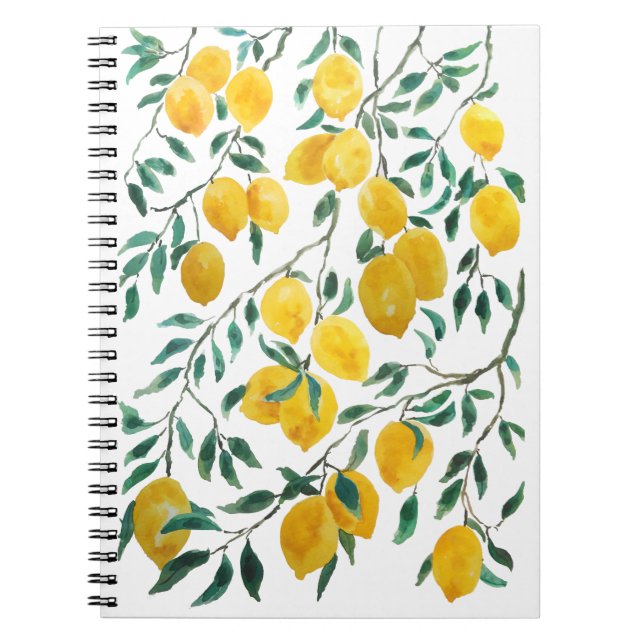 Carnet motif citron jaune aquarelle (Devant)