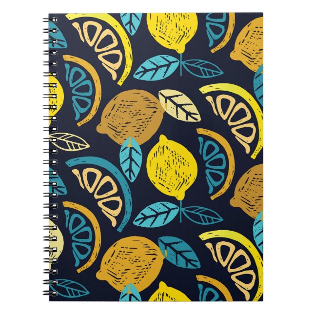 Carnet Motif Citrus Lemon Doodle Arrière - plan (Devant)
