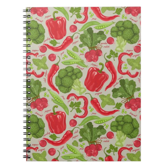 Carnet motif clair à base de légumes frais (Devant)