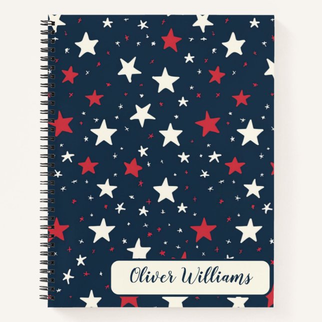 Carnet Motif Classique d'Étoiles Patriotiques (Devant)