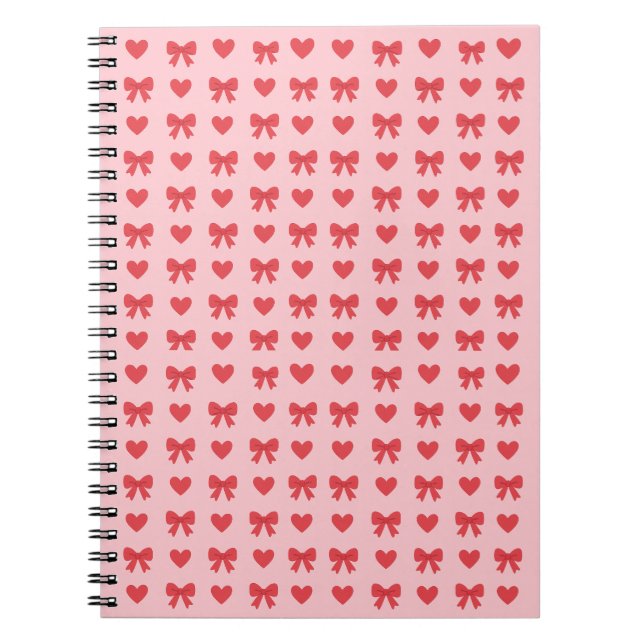 Carnet Motif Cœurs Roses et Rubans Doux (Devant)