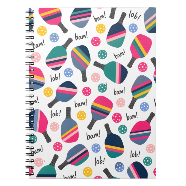 Carnet Motif Coloré de Pickleball (Devant)
