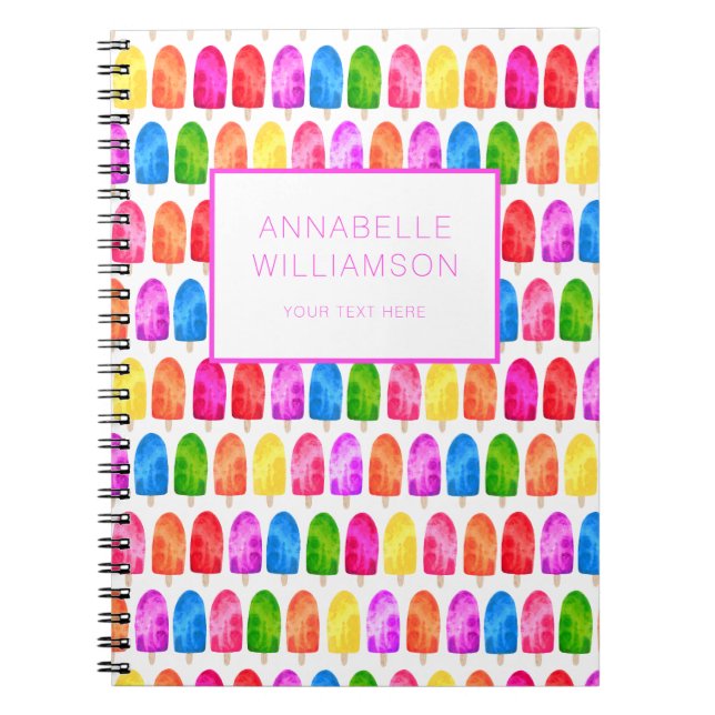 Carnet Motif coloré de sucette glacée Popsicle (Devant)