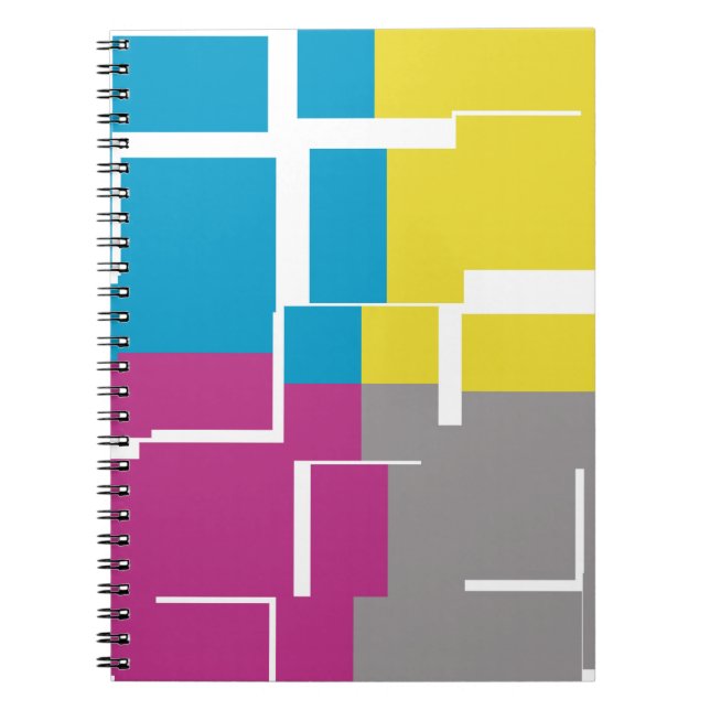 Carnet Motif cool violet bleu jaune gris (Devant)