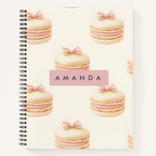 Carnet Motif Coquette de Macarons Pastel Personnalisés