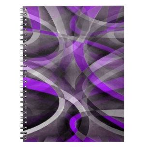 Carnet Motif courbe rétro des années 80 violet clair et g