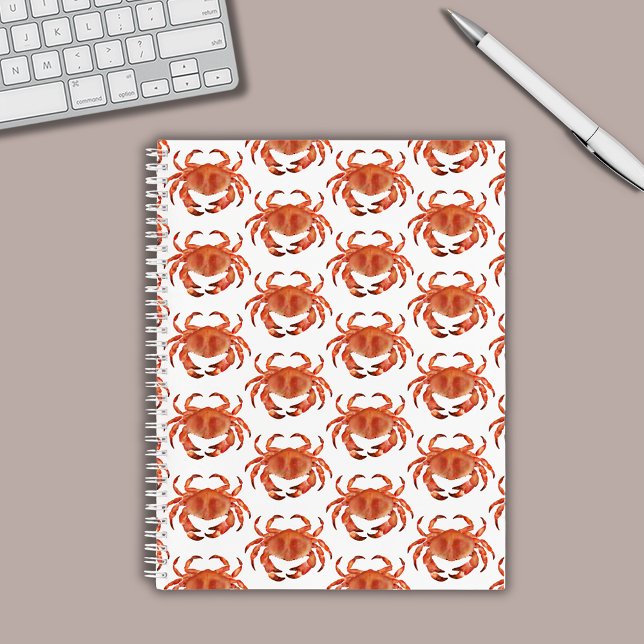 Carnet Motif Crabe Bord de Mer (Brown crab coastal crustacean notebook)