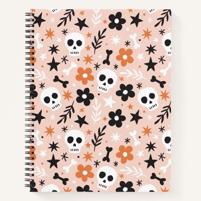 Carnet Motif crâne de fleurs (Devant)