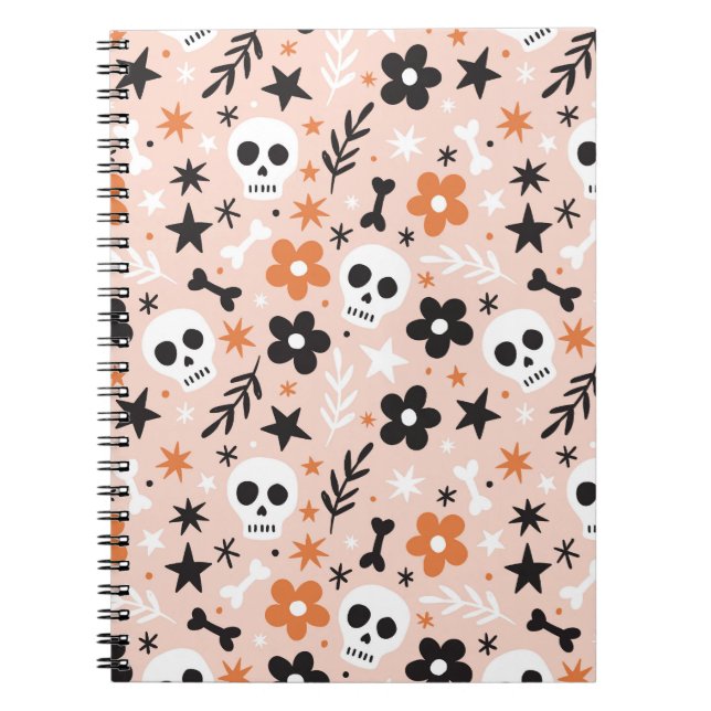 Carnet Motif crâne de fleurs (Devant)