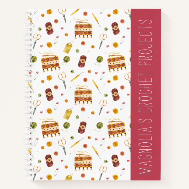 Carnet Motif Crochet fil personnalisé (Devant)