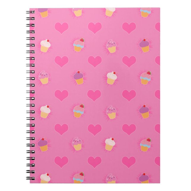 Carnet Motif Cupcake rose (Devant)