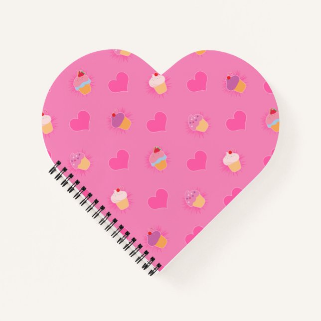 Carnet Motif Cupcake rose (Devant)