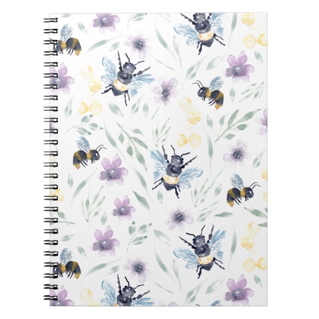 Carnet Motif d'abeille d'aquarelle (Devant)