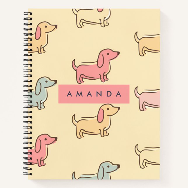 Carnet Motif Dachshund adorable personnalisé (Devant)
