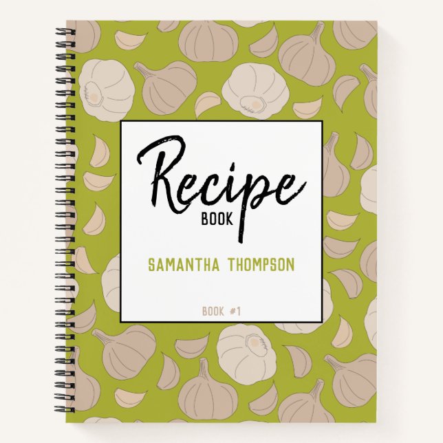 Carnet Motif d'ail - Cloves d'ail et recette d'ampoule (Devant)