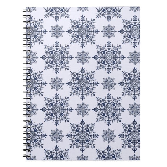 Carnet Motif Damas de flocon bleu (Devant)