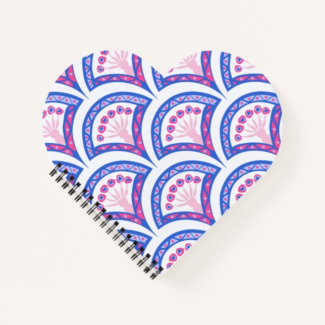 Carnet motif damassé floral bleu (Devant)