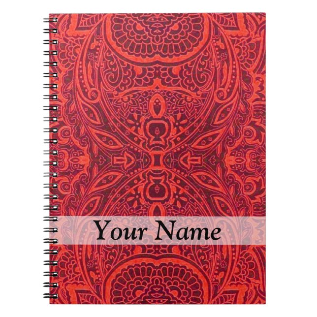 Carnet Motif damassé rouge (Devant)
