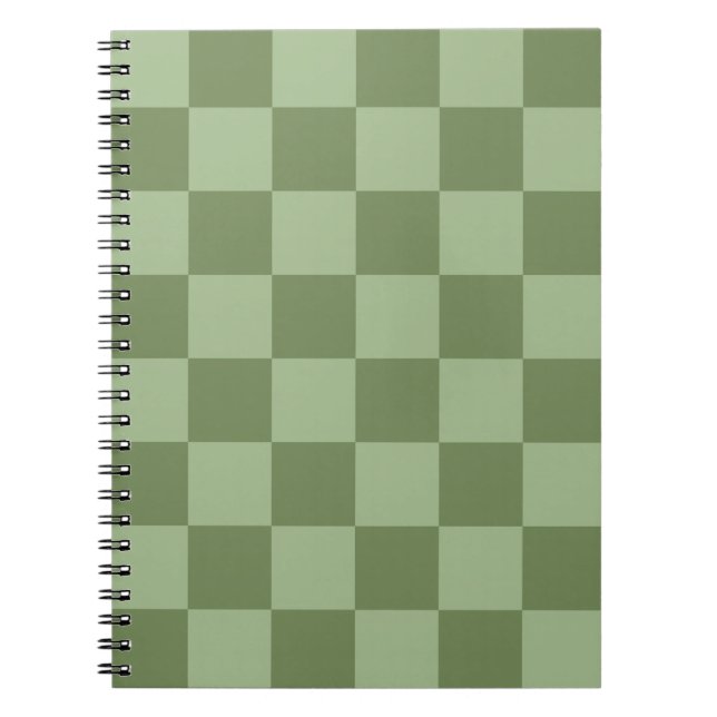 Carnet Motif damier vert sauge minimaliste (Devant)