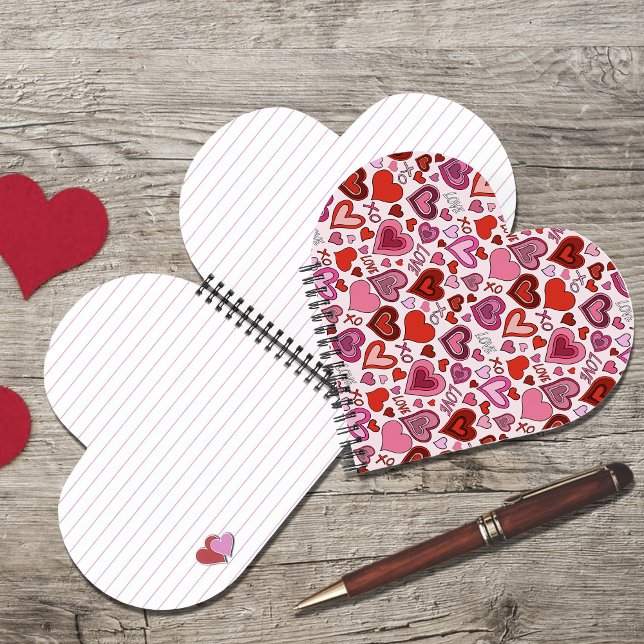 Carnet Motif d'amour de cœurs roses rouges mignons Blush (Créateur téléchargé)