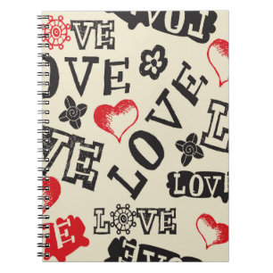 Carnet motif d'amour dessiné à la main