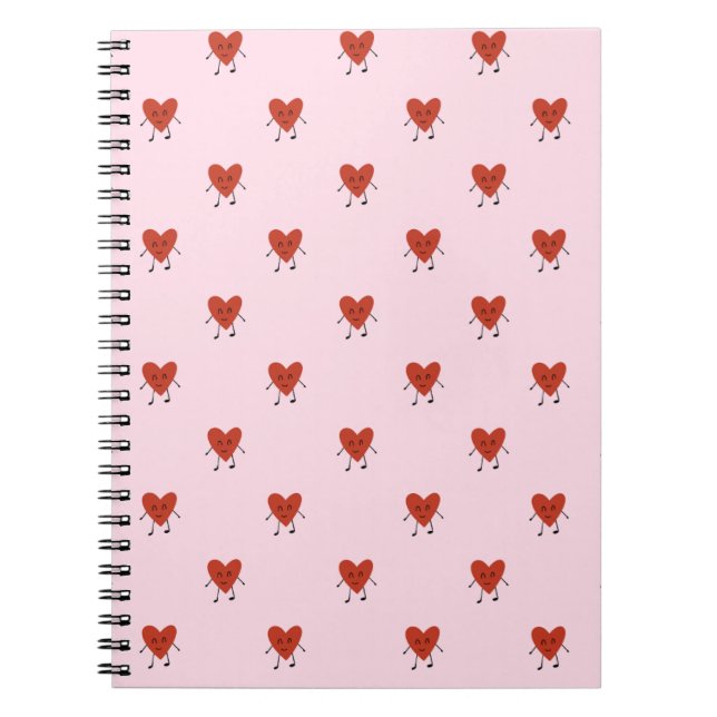 Carnet Motif d'amour sans couture de cœurs rouges mignons (Devant)
