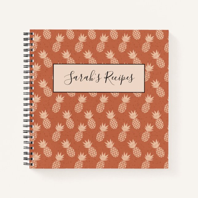 Carnet Motif d'ananas tropique Terracotta & Peach (Devant)