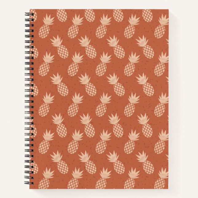 Carnet Motif d'ananas tropique Terracotta & Peach (Devant)