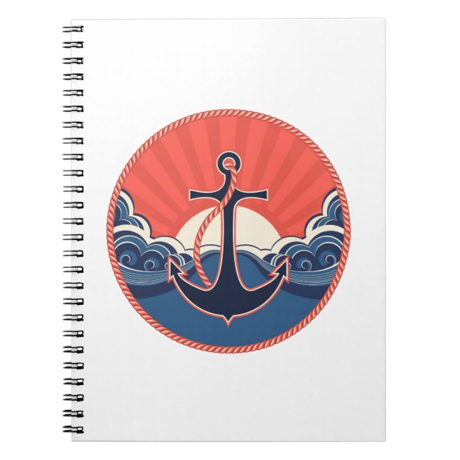 Carnet Motif d'Ancre et de vague de mer (Devant)
