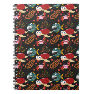 Carnet Motif d'animaux aquatiques vie sous-marine en me