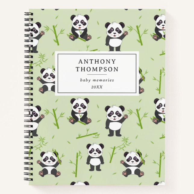 Carnet Motif d'animaux mignons de panda en bambou Kawaii (Devant)