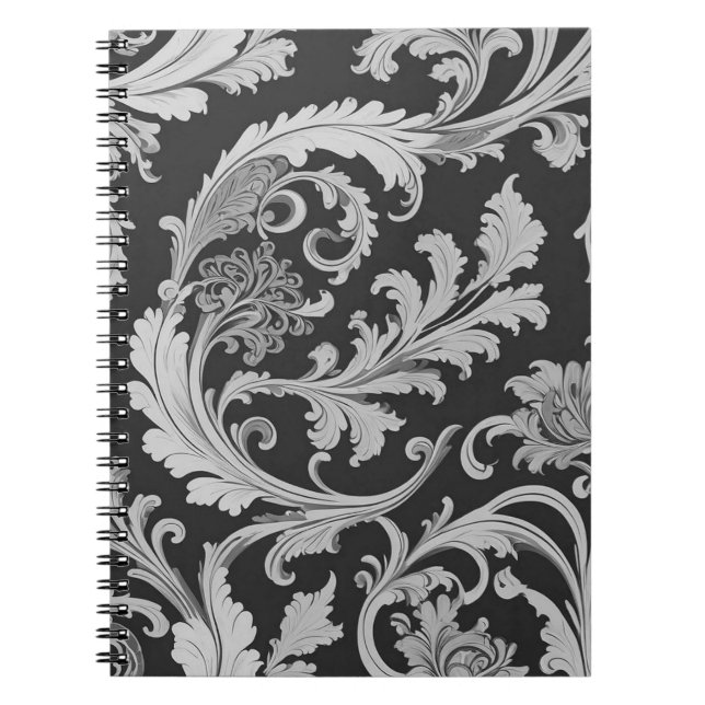 Carnet Motif d'antiquités Monochrome Fleur (Devant)