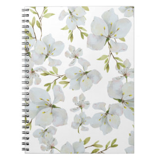 Carnet Motif d'aquarelle à fleurs blanches
