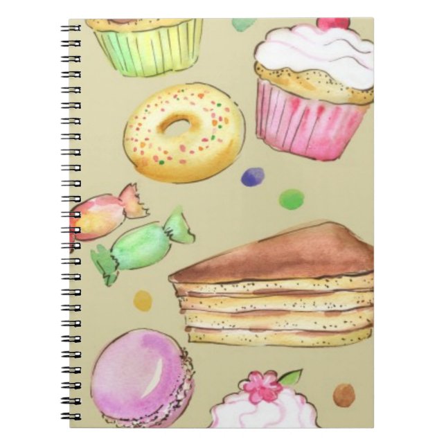 Carnet Motif d'aquarelle avec des bonbons (Devant)