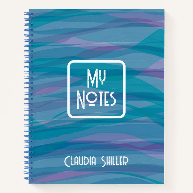 Carnet Motif d'aquarelle bleu moderne pourpre Personnalis (Devant)