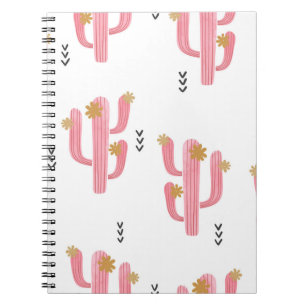 Carnet Motif d'aquarelle de cactus rose vintage