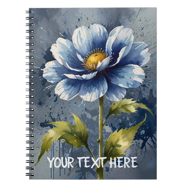 Carnet Motif d'aquarelle de fleurs bleues (Devant)