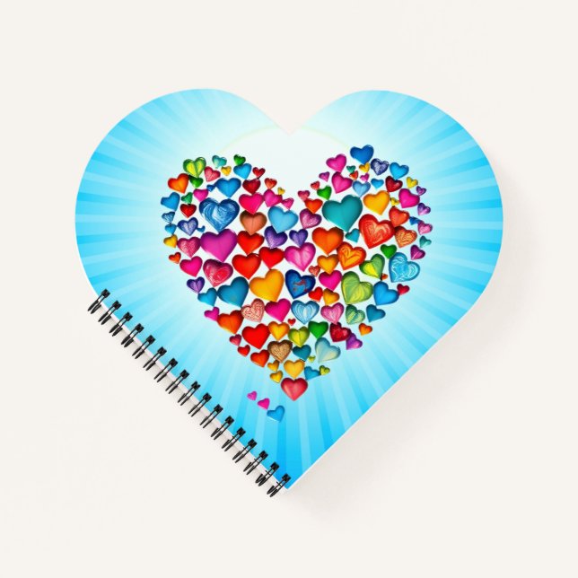 Carnet Motif d'aquarelle de forme cardiaque Valentine-573 (Devant)