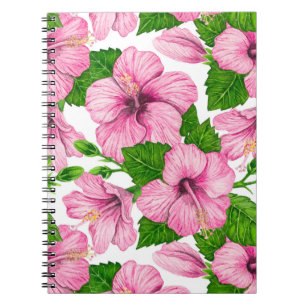 Carnet Motif d'aquarelle d'hibiscus rose
